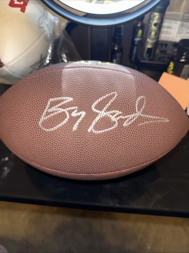 Barry Sanders Autographed Football Detroit Lions with Schwartz Sticker