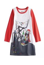 Nightmare Before Christmas Girl's Jack and Sally Holiday Nightgown One Piece