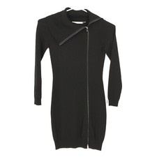 Andrew Marc New York Womens Dress Medium Black Wool Long Sleeve Asymmetric Zip