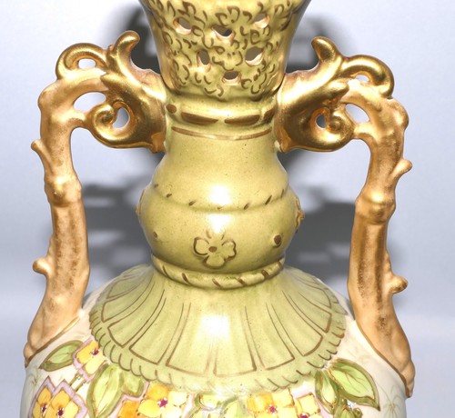 Turn Teplitz Vienna Jugendstilvase E Wahliss Amphora Werke Böhmen, Gold 29,5 cm - Picture 16 of 18