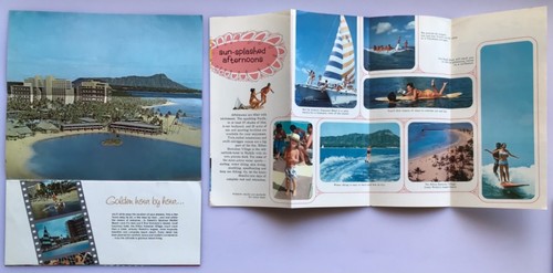 Hilton Hawaiian Village Broschüre Lot 1960er Honolulu Hawaii auf Waikiki Beach Karte - Bild 4 von 8
