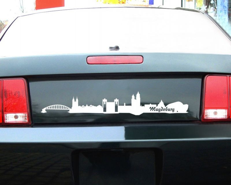 Wandtattoo Magdeburg Skyline - Silber Metalleffekt, 140 X 23 Cm, Selbstklebend