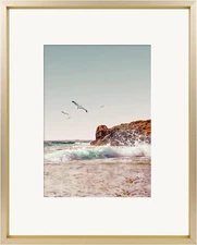 Frametory, 8x10 Metal Picture Frame with Mat for 5x7 Picture & Real Glass, Alumi