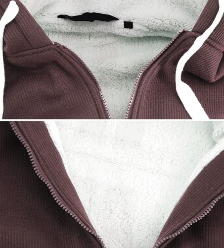 Men's Heavyweight Thermal Zip Up Hoodie Warm Sherpa Lined Sweater Jacket - Picture 25 of 29