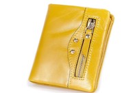 Wallet Women Leather Genuine Bifold Small Wallet With Front Zipper Design Yellow Wallet Women Leather Genuine Bifold Small Wallet With Front Zipper Design Yellow