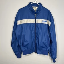 VINTAGE Bomber Jacket Mens Extra Large Blue Elanco Sonalan Farmer Full Zip
