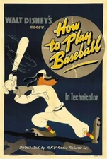 How to play baseball Goofy 1942 Disney cartoon poster reprint 18x12 inches