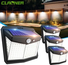 Solar Lights Outdoor 128 LED Motion Sensor Security Garden Fence Yard Wall Lamps