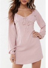 BNWT Forever 21 Pink Long Sleeve Balloon Sleeve Short Mini Dress Medium