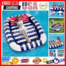 Blue Inflatable Tanning Bed with Spray Water Feature for Kids & Adults