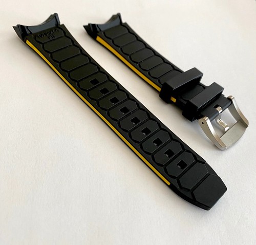 Original Tissot PRS516 For CASE-BACK # T079427A Black / Yellow Rubber Band Strap - Picture 2 of 5