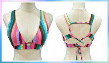 NEW Gibson Latimer Bikini Swim Top Size Small Strappy Multi Color Stripes Beachy