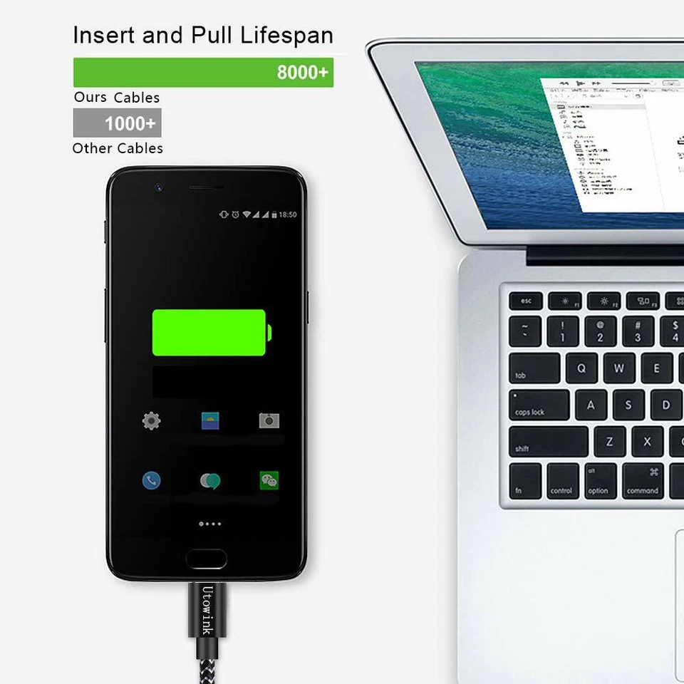 Cable de carga rápida USB-C tipo C 1M 2M 3M 3A para Samsung S8 S9 S10 Note 10 Foto 2 de 4