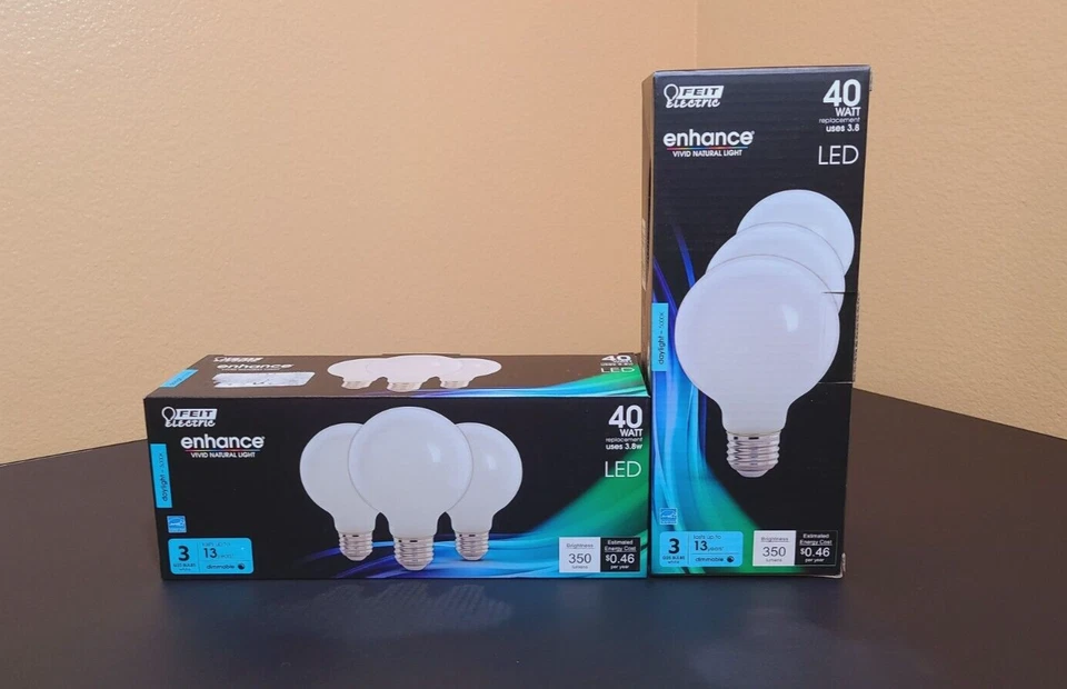 Feit Electric LED Bulbs G25, E26 Daylight 40-Watt Equiv. Frosted (Two 3-Packs) - Image 2 of 4
