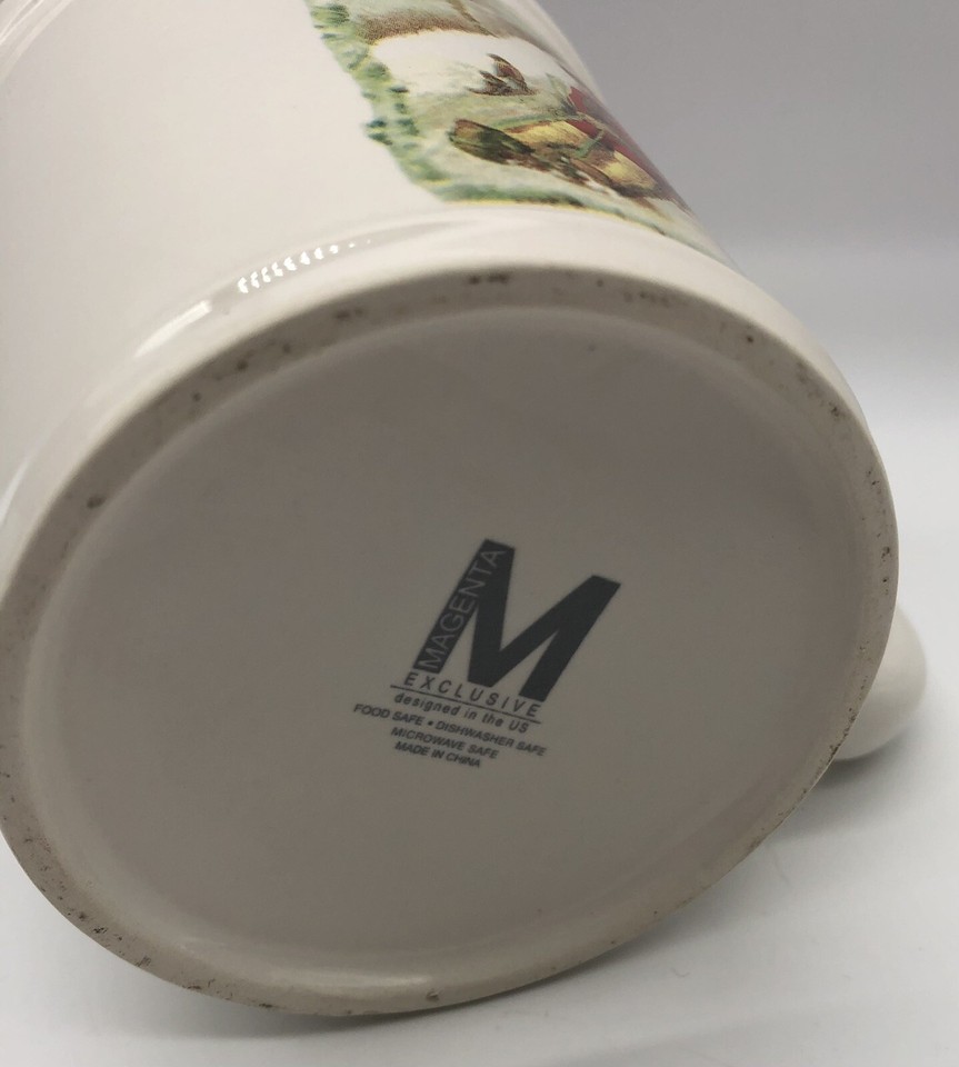 Magenta Mug Victorian Girl Sledding Merry Christmas Snow Winter Coffee