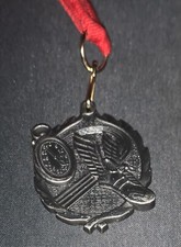 Vintage Track And Field Racing Medal With USA Lanyard Silver Tone PDU Stopwatch