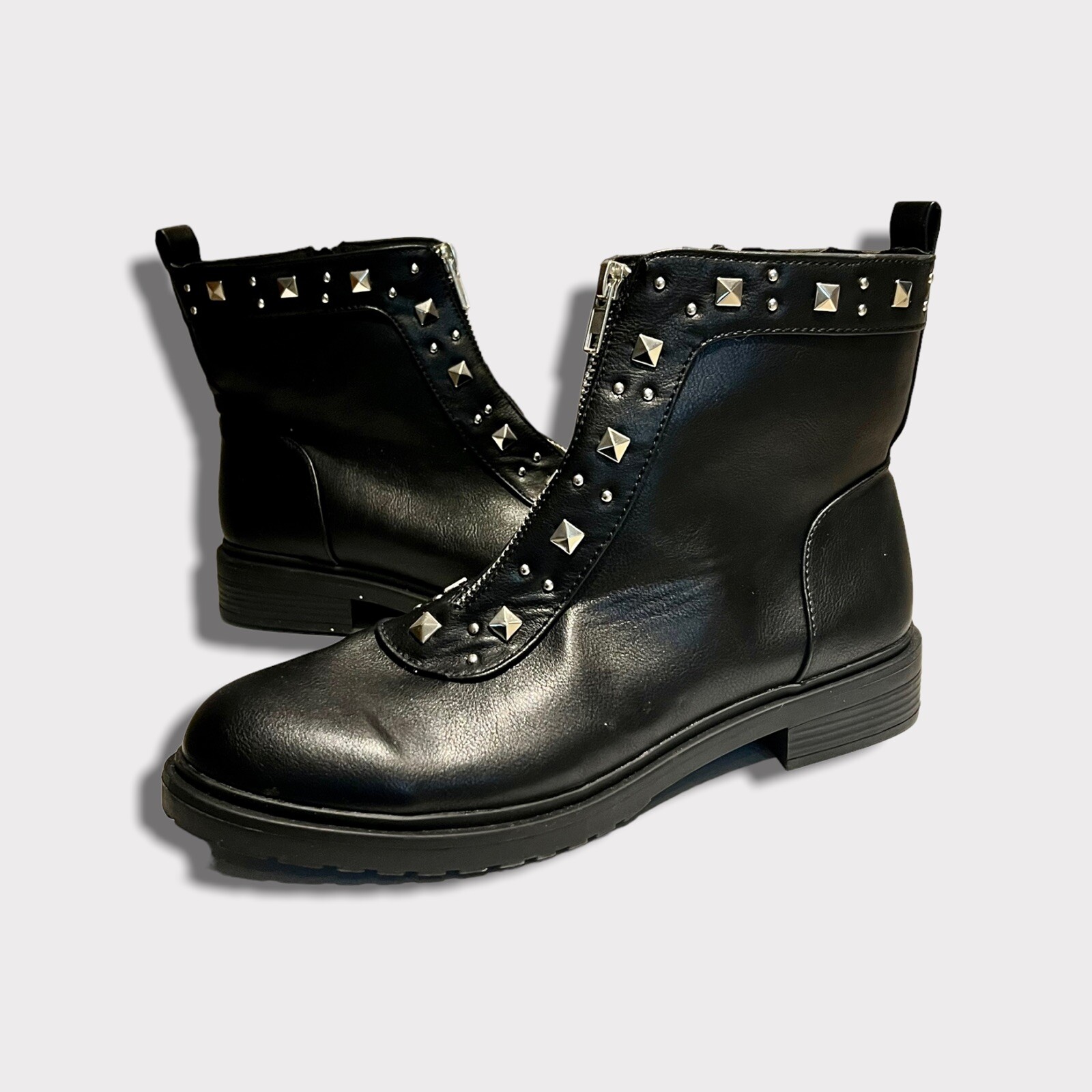 Primark Black Studded Boots. Size 8 | eBay