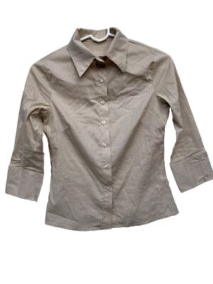 Forever 21 Womens Youth Blouse Size S Lite Yellow Stripped Long Sleeves’s 