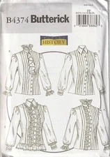 UNCUT Butterick B4374 Size 16-22 Making History Ladies Romantic Blouse 4 Styles