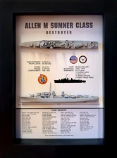 Allen M Sumner Class Destroyer Memorial Display Shadow Box, WW2, 6" x8"