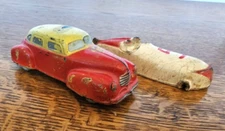 Vintage Lot of 2 The Sun Rubber Co. 4 Door Sedan Race Car 5 Racing Toy Vehicle
