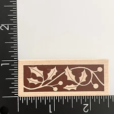 Stampa Rosa Christmas Holly Berry Border B REN-B011 Wood Mounted Rubber Stamp
