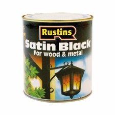Rustins  Quick Dry Satin Black Paint Wood  Metal  250ML  500ML  1L