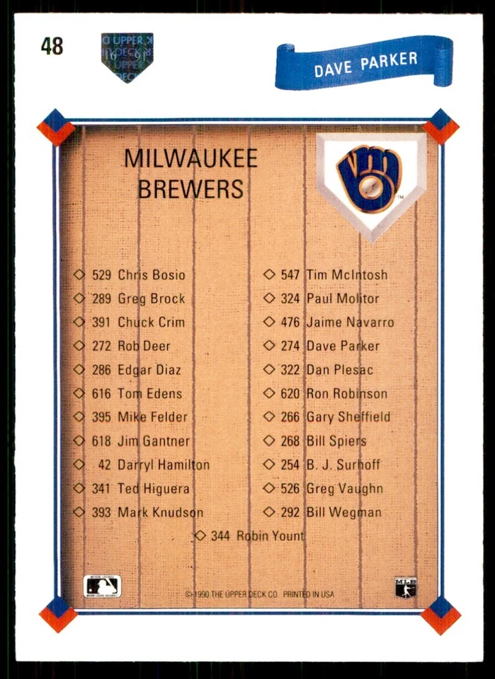 1991 Upper Deck Dave Parker Baseball Cards #48 - Image 2 of 2