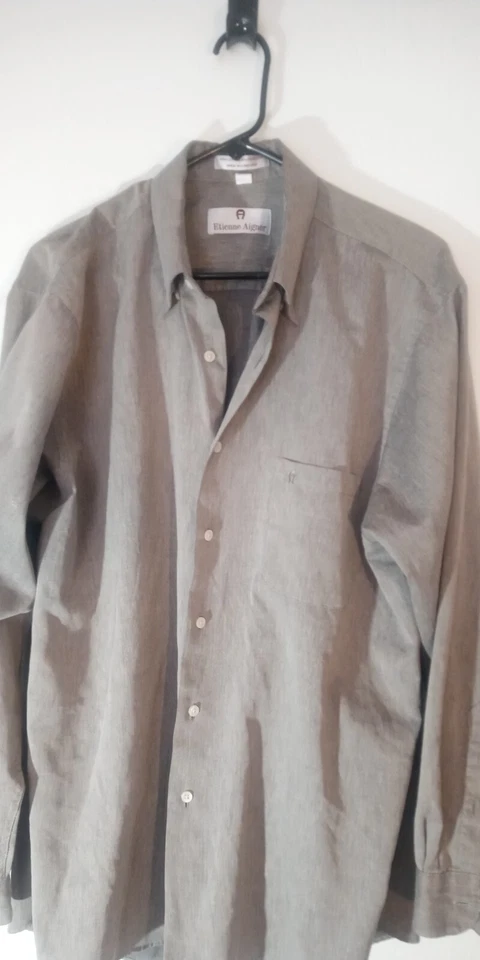 Camisa Etienne Aigner Talla 17 34-35 Gris Abotonada Manga Larga (Gris Plumado) Foto 3 de 4