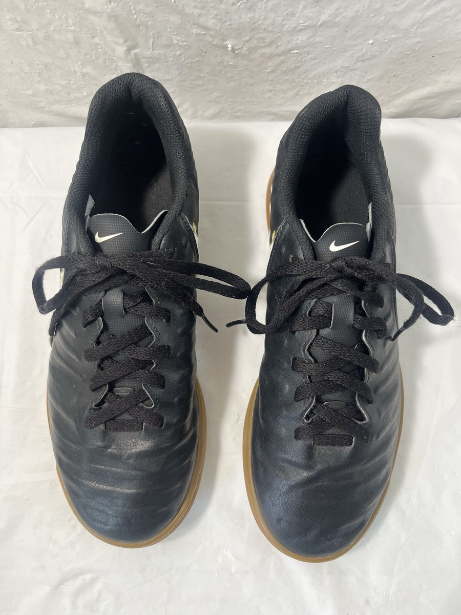 Nike Tiempo X Indoor Soccer Shoes Black/Gold Boys Size 6 Y