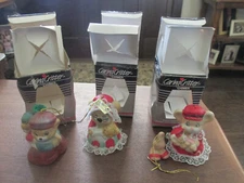 VINTAGE JASCO CARING CRITTER CHIMER BEARS CHRISTMAS HOLIDAY ORNAMENTS LOT OF 3