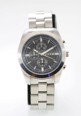 Decade Uhr Herren Edelstahl Silber Batterie Wasserfest Grau Quarz