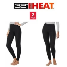 32 Degrees Heat Women's 2 Pack Thermal Base Layer Pants Black