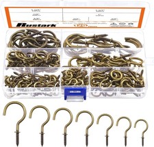 125 Pcs Screw-in Cup Hook Set, 7 Sizes Ceiling Small Hooks for Hanging