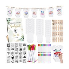 Panitay 126 Pcs Baby Shower DIY Bodysuit Set Rustic Kraft Baby Show... Fast Ship