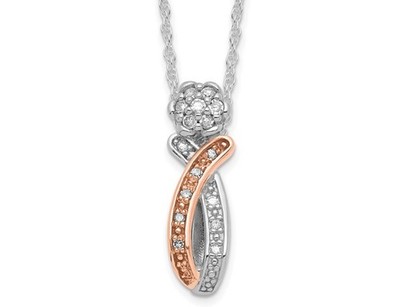 1/8 Karat (ctw) Diamant Blume Halskette Anhänger Sterlingsilber mit Kette