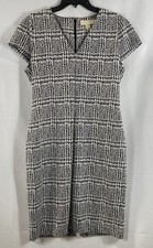 NWT Michael Kors Women's Tweed Plaid Sheath Dress Black White Size L
