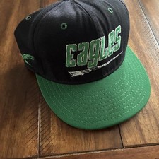 Vintage 90s Philadelphia Eagles kelly green black dome made in USA snapback hat