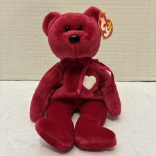New w/Tags Ty Beanie Baby Valentina the Maroon Bear w/White Heart