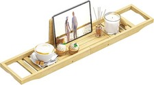 Bathtub Tray Caddy - Bath Tray - Bath Tub Table Tray Caddy - Bamboo Bath Tray fo