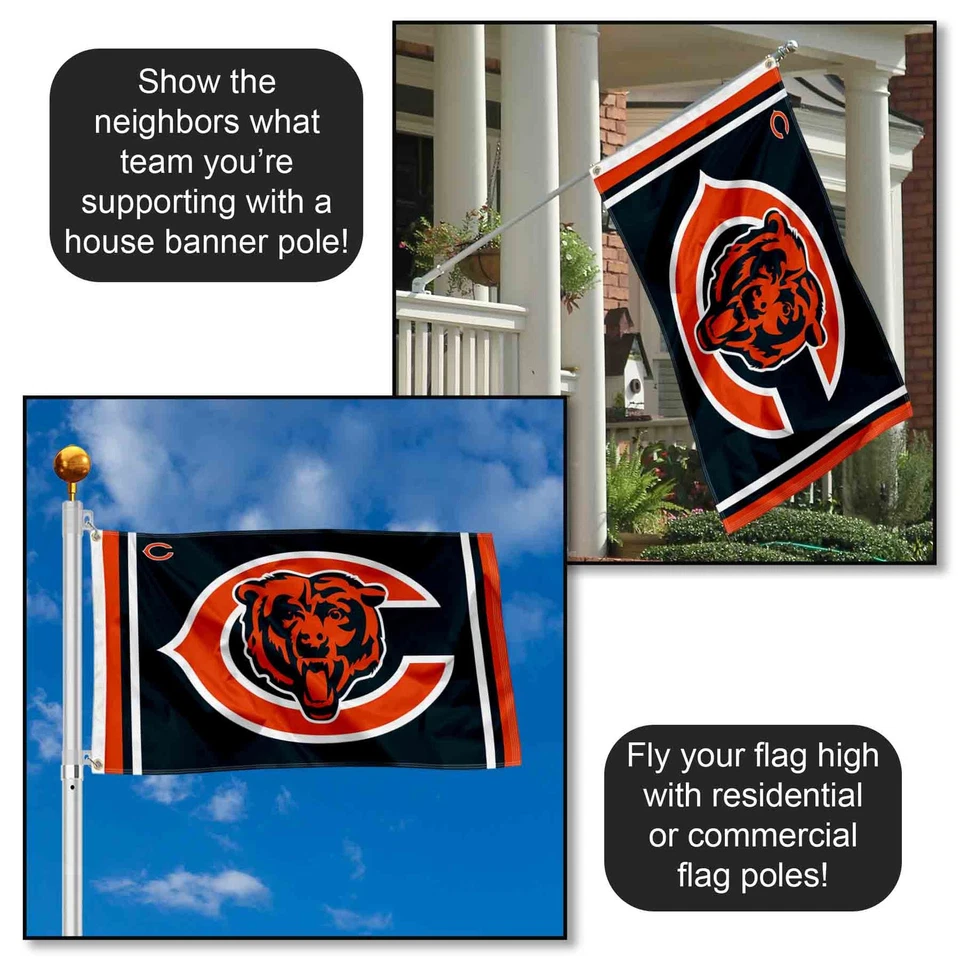 Bandera trasera con doble logotipo de los Chicago Bears de la NFL Foto 3 de 4