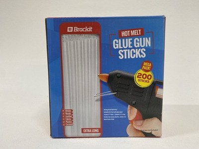 Brackit Heißklebepistole Sticks 200 Mega Pack extra lang 7mm x 150mm Metall Holz