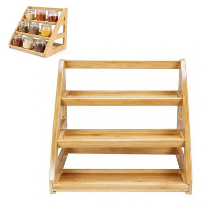 Tiered Spice Rack - Bamboo Spice Organization for Cabinet, 3-Tier Countertop/