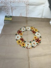 Vintage Bucilla Floral Wreath Needlepoint Canvas 27x27 Design 30377/3 Partial