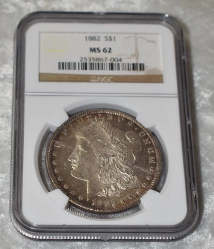 1882 P MORGAN 90% SILVER $1 DOLLAR NGC CERTIFIED MS 62 MS62 PHILADELPHIA US MINT