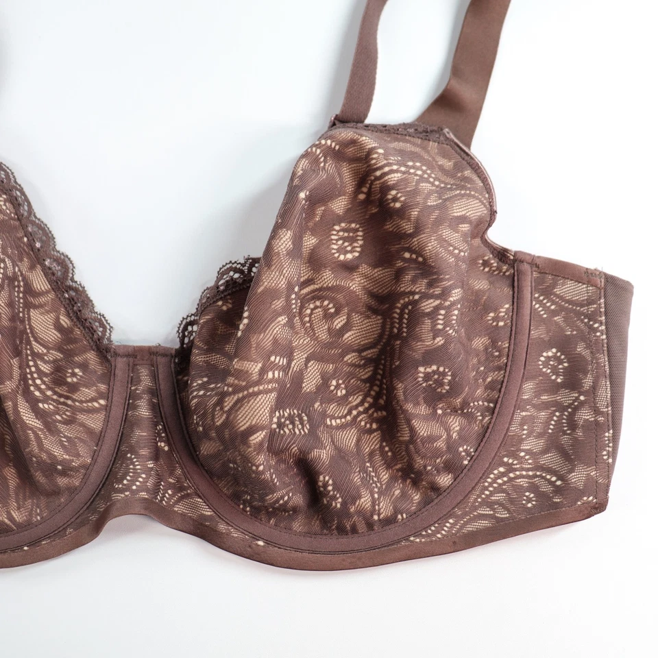 Sujetador Soma Talla 38DD Atractivo Levantamiento Cobertura Completa Mochaccino Encaje Con Aros UW Foto 4 de 4