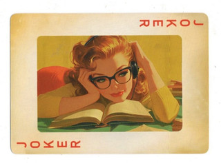 RARE MODERN "Lady from the 1950/60s Reading a Book" JOKER Play Card #16