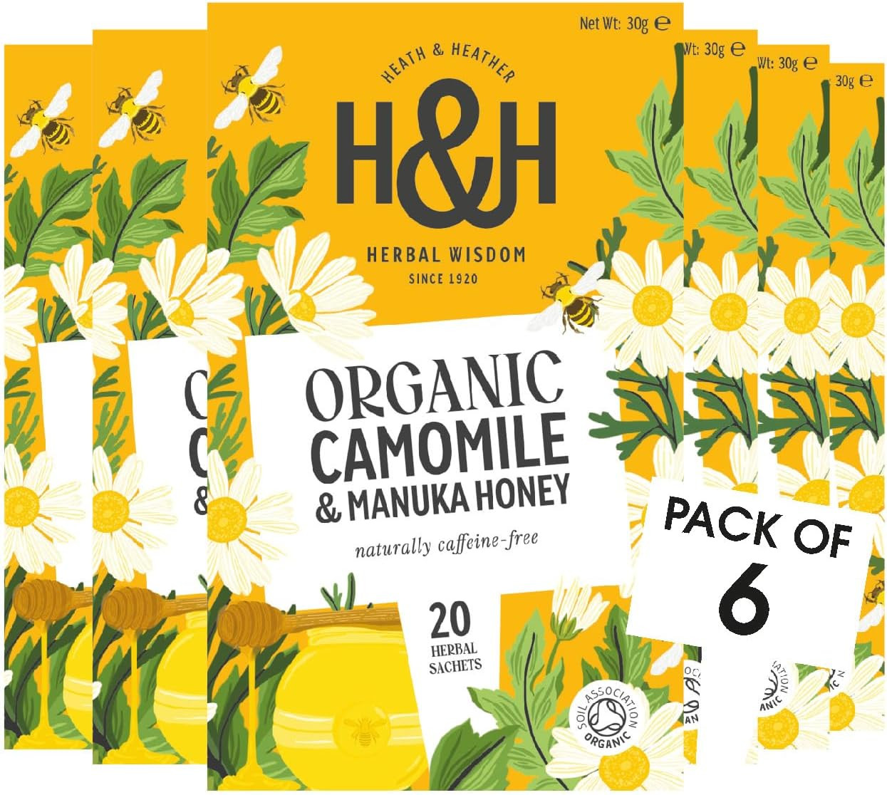Heath & Heather - Organic Camomile with Manuka Honey • Soothing Floral Tea with