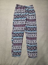 Tribal Print Elephant Pants Womens Multicolor Lightweight Boho Hippie Loungwear