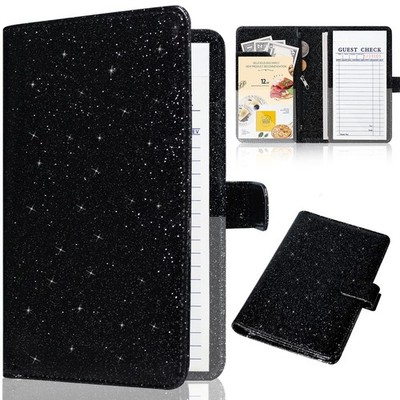 Server Book for Waitress-Leather Waitress Book Organizer with Zipper Pocket Cute
